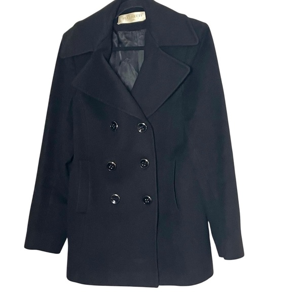 Fleurette wool cashmere‎ double breasted pea coat black size 14 - Picture 1 of 9